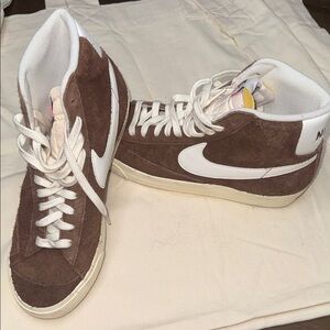 Nike Brown and White High-Top Sneakers
